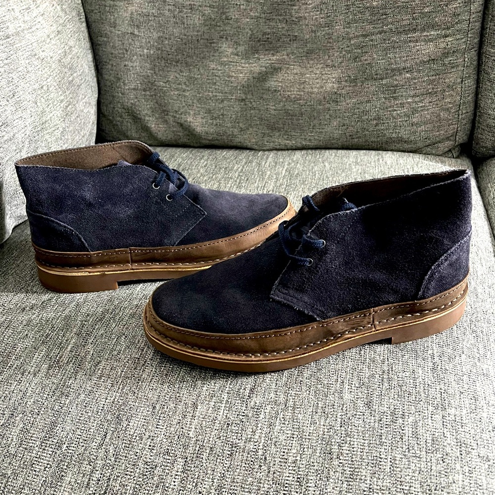Clarks blue suede size 12 chukka boot. Brand new flawless condition never worn!